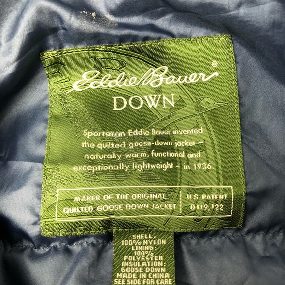 Eddie Bauer Goose Down Jacket Mens Dark Blue - Picture 7 of 8